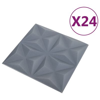 vidaXL Paneles de pared 3D 24 unidades gris origami 6 m² 50x50 cm