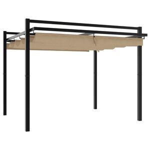 vidaXL Cenador de jard&iacute;n con techo retr&aacute;ctil taupe 3x3 m