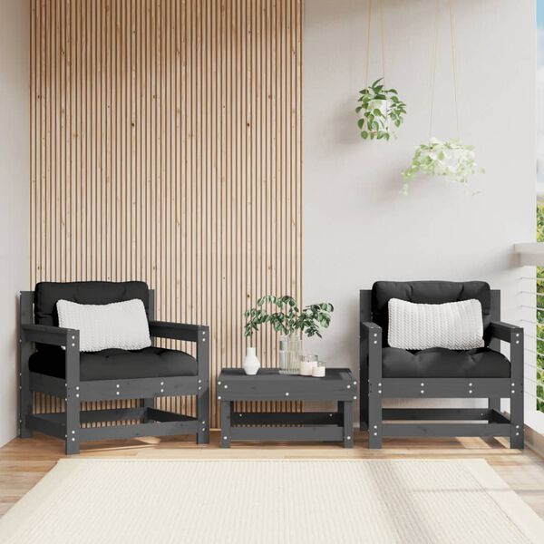vidaXL Sillones de jard&iacute;n 2 unidades madera maciza de pino gris