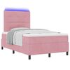 vidaXL Cama Box Spring LED con colch&oacute;n Rosa 120 x 190 cm Terciopelo