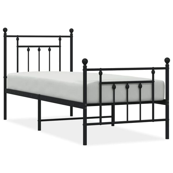vidaXL Estructura cama sin colch&oacute;n con estribo metal negro 75x190 cm