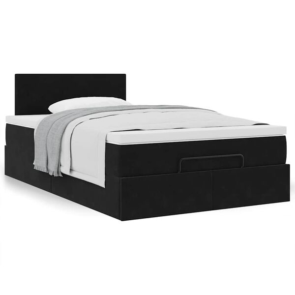 vidaXL Cama otomana con colch&oacute;n 120x190 cm terciopelo negro