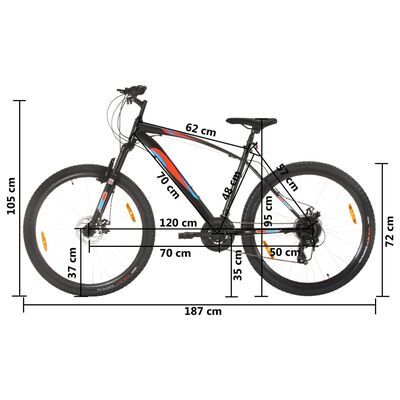 vidaXL Bicicleta montaña 21 velocidades 29 pulgadas rueda 48 cm negro