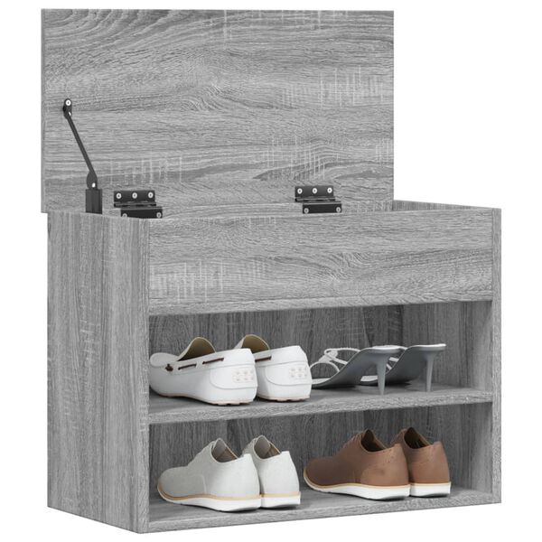 vidaXL Banco zapatero madera contrachapada gris Sonoma 60x30x45 cm