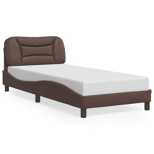 vidaXL Estructura de cama sin colch&oacute;n Hvar cuero sint&eacute;tico marr&oacute;n 80x200 cm
