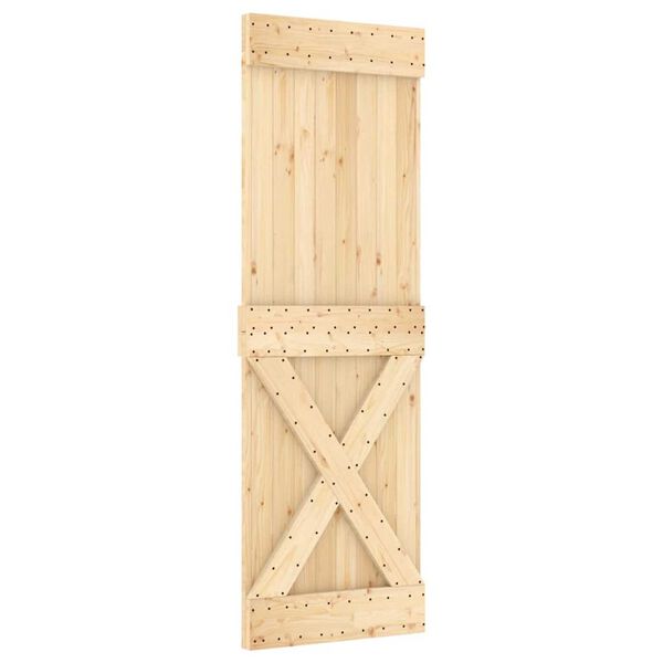 vidaXL Puerta corredera con herrajes madera maciza de pino 70x210 cm