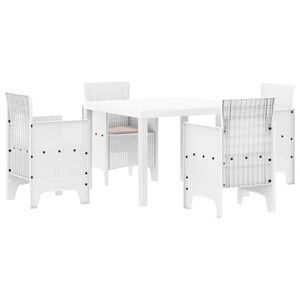vidaXL Conjunto de Comedor de Jard&iacute;n 5 pcs Blanco Polipropileno