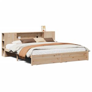 vidaXL Cama con estanter&iacute;a sin colch&oacute;n madera maciza de pino 180x200cm