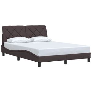 vidaXL Estructura de cama sin colch&oacute;n tela marr&oacute;n oscuro 140x190 cm