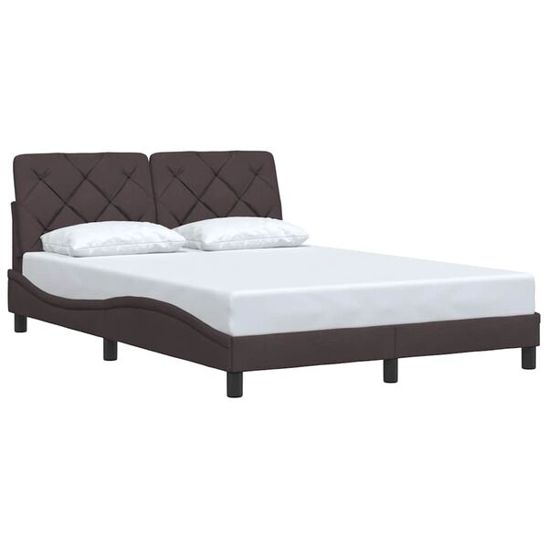 vidaXL Estructura de cama sin colch&oacute;n tela marr&oacute;n oscuro 140x190 cm