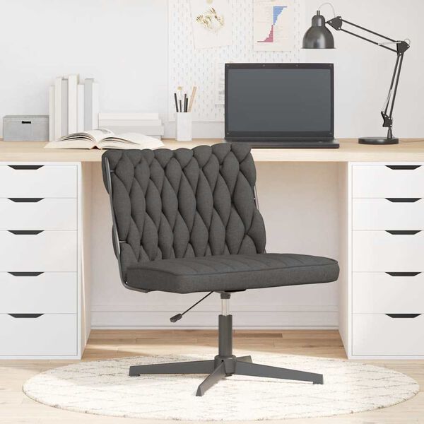 vidaXL Silla de oficina giratoria tela gris oscuro
