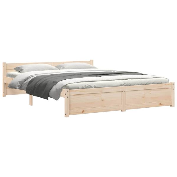 vidaXL Estructura de cama doble sin colch&oacute;n madera maciza 135x190 cm