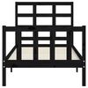 vidaXL Estructura de cama individual con cabecero madera maciza negro
