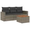 vidaXL Set de sof&aacute;s de jard&iacute;n 4 pzas y cojines rat&aacute;n sint&eacute;tico gris