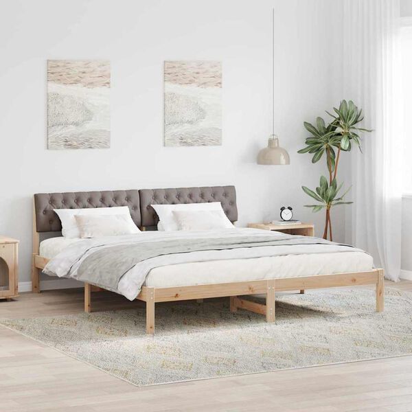 vidaXL Estructura de cama con cabecera Marr&oacute;n y taupe 180 x 200 cm