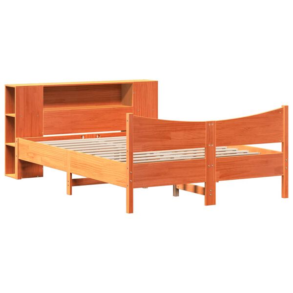 vidaXL Cama sin colch&oacute;n madera maciza de pino marr&oacute;n cera 160x200 cm