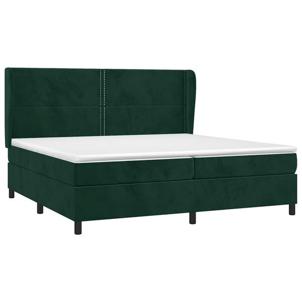 vidaXL Cama box spring con colch&oacute;n terciopelo verde oscuro 200x200 cm