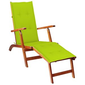 vidaXL Tumbona de jard&iacute;n con reposapi&eacute;s y coj&iacute;n madera maciza acacia