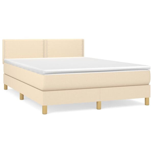 vidaXL Cama box spring con colch&oacute;n tela color crema 140x190 cm