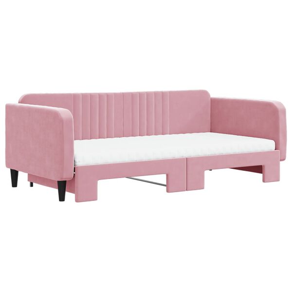 vidaXL Sof&aacute; cama nido con colch&oacute;n terciopelo rosa 100x200 cm