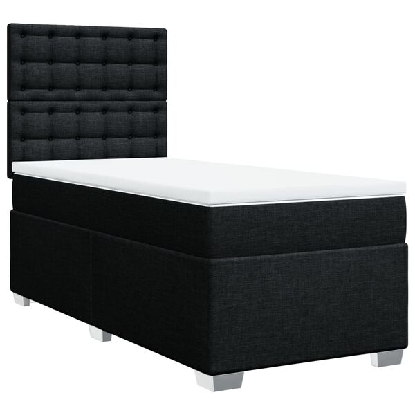 vidaXL Cama box spring con colch&oacute;n tela negro 90x190 cm