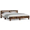 vidaXL Cama con cabecero madera de ingenier&iacute;a roble ahumado 180x200 cm