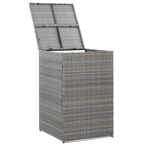 vidaXL Cobertizo para cubo de basura rat&aacute;n sint&eacute;tico gris 76x78x120cm