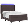 vidaXL Cama Box Spring LED con colch&oacute;n Marr&oacute;n Oscuro 160 x 200 cm tela