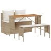 vidaXL Conjunto de comedor de jard&iacute;n de 3 piezas con cojines, polirat&aacute;n beige