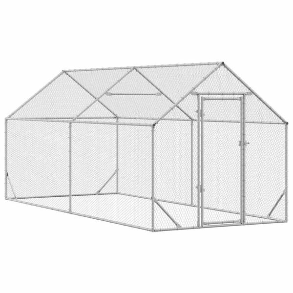 vidaXL Jaula para pollos Plateado 400x170x177cm Acero Galvanizado