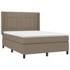 vidaXL Cama box spring con colch&oacute;n tela gris taupe 140x200 cm