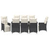 vidaXL Conjunto de Comedor de Jard&iacute;n con coj&iacute;n 9 pcs Negro Polirat&aacute;n