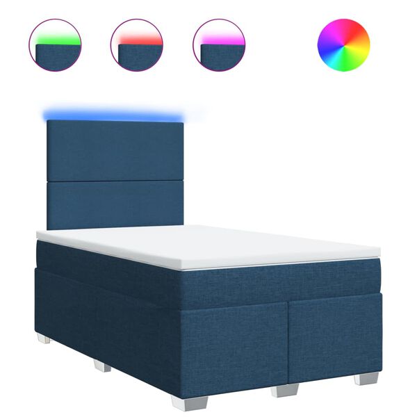 vidaXL Cama box spring con colch&oacute;n tela azul 120x190 cm