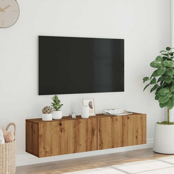 vidaXL Mueble TV de pared madera ingenier&iacute;a roble artisan 120x30x30 cm