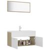 vidaXL Set de muebles de ba&ntilde;o madera ingenier&iacute;a blanco y roble Sonoma