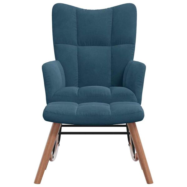 vidaXL Mecedora con taburete de terciopelo azul