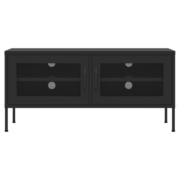 vidaXL Mueble para TV de acero negro 105x35x50 cm