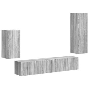 vidaXL Conjunto de mueble de TV 4 pcs Gris Sonoma Madera de ingenier&iacute;a