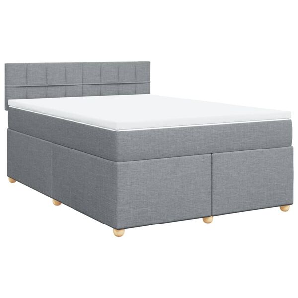 vidaXL Cama box spring con colch&oacute;n tela gris claro 160x200 cm