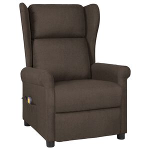 vidaXL Sill&oacute;n de masaje el&eacute;ctrico tela marr&oacute;n oscuro