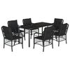 vidaXL Set de comedor de jard&iacute;n 7 pzas y cojines rat&aacute;n sint&eacute;tico negro