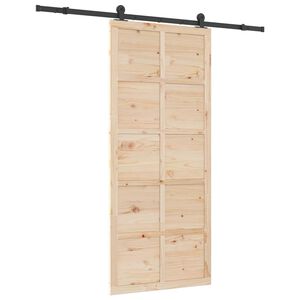 vidaXL Puerta Corredera Marrón 80 x 208 cm Madera de pino macizo