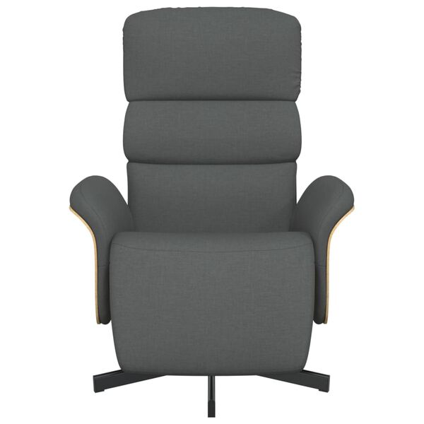 vidaXL Sill&oacute;n reclinable con reposapi&eacute;s tela gris oscuro