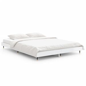 vidaXL Estructura de cama madera de ingenier&iacute;a blanco brillo 140x190cm