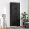 vidaXL Aparador alto 2 pcs Roble Negro Madera tecnol&oacute;gica y vidrio