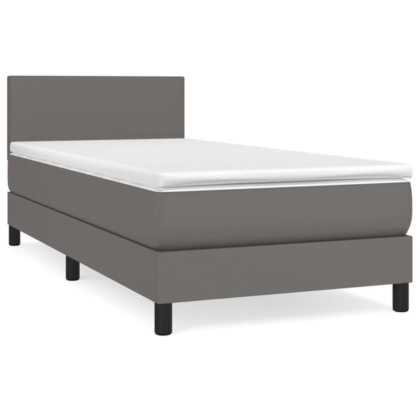 vidaXL Cama box spring con colchón cuero sintético gris 80x200 cm