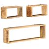 vidaXL Juego de estantes cubo de pared 3 piezas madera maciza de mango