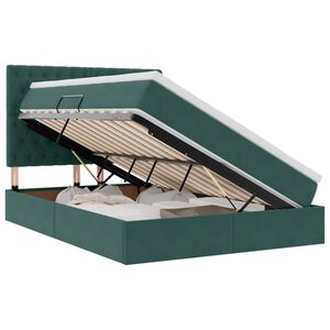 vidaXL Cama con almacenamiento y LED con LED Verde oscuro 140 x 190 cm