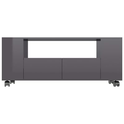 vidaXL Mueble de TV madera contrachapada gris brillante 120x35x48 cm