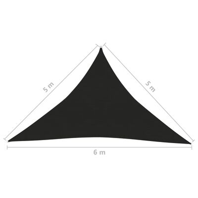 vidaXL Toldo de vela negro HDPE 160 g/m² 5x5x6 m